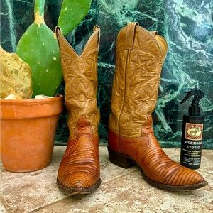 Tony Lama Lizard and Leather cowboy boots, women’s size 8.5 C